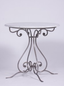 Round Steel Table Marble Glass Outdoor Cement French Provincial Le Forge